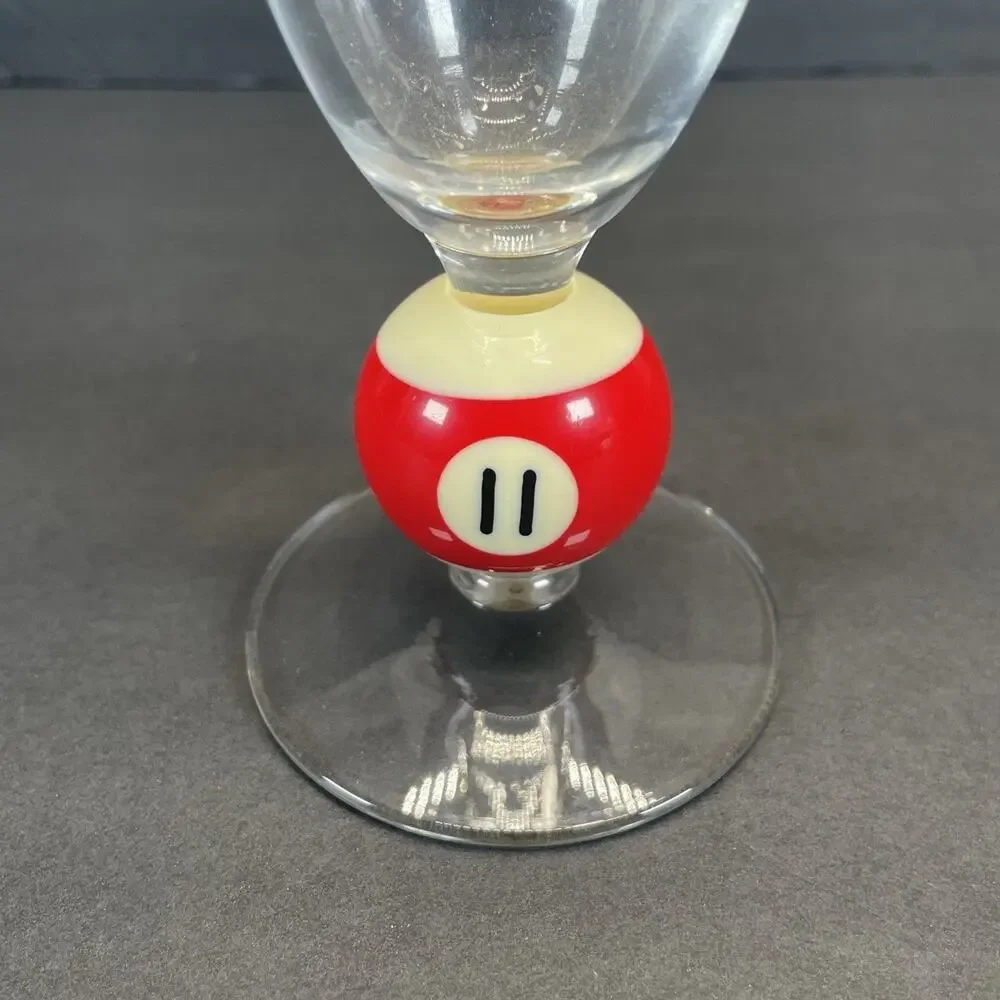 Vtg Billiard Pilsner #11 Pool Ball Stemmed Glass Barware Pool Drinkware 8.75